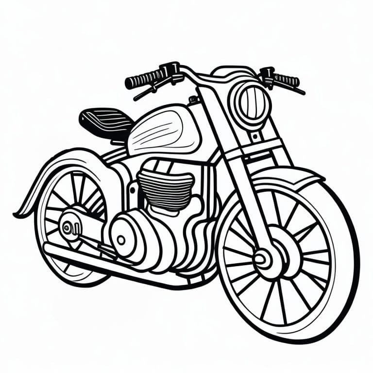 Printable motorcycle coloring page, perfect for kids.