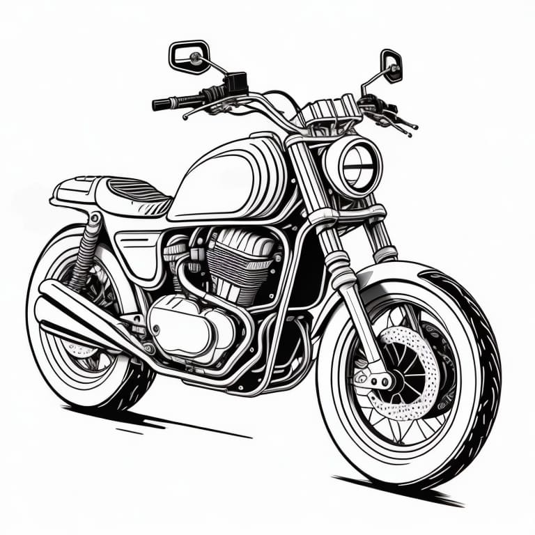 Motorcycle coloring page, number 46 in the series, suitable for kids.