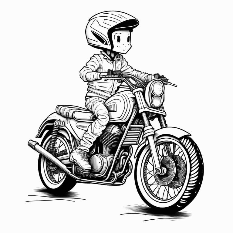 A motorcycle coloring page that can be printed, ideal for kids to enjoy.