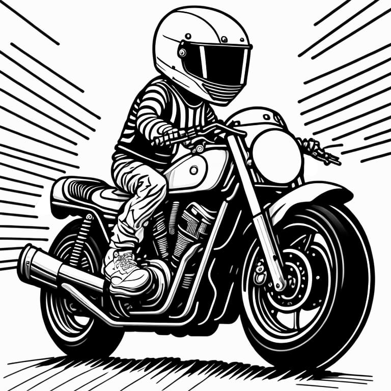 Printable motorcycle coloring page, ideal for kids to color and enjoy.