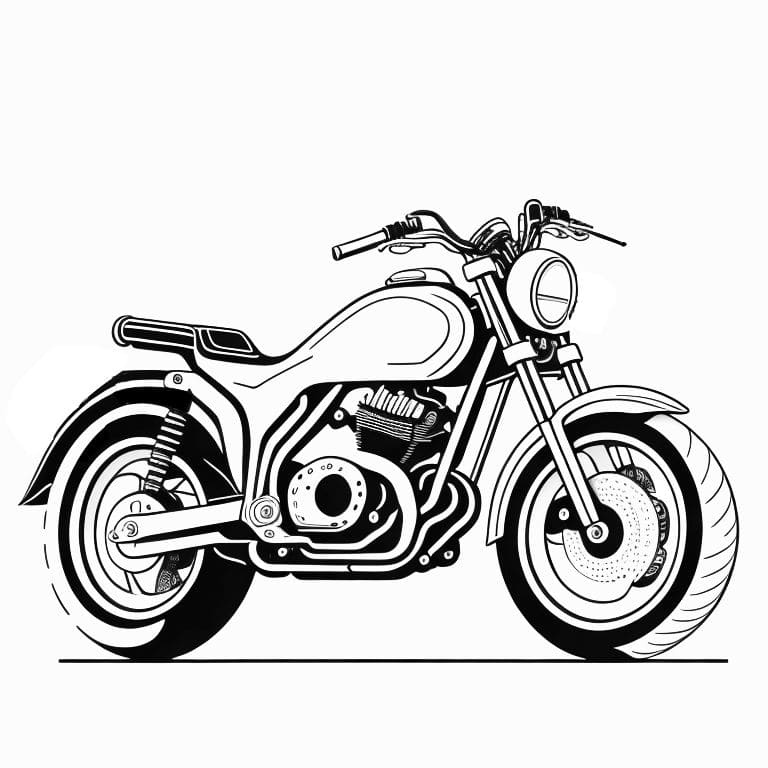 Printable motorcycle coloring page with a detailed design, suitable for kids to color and enjoy.