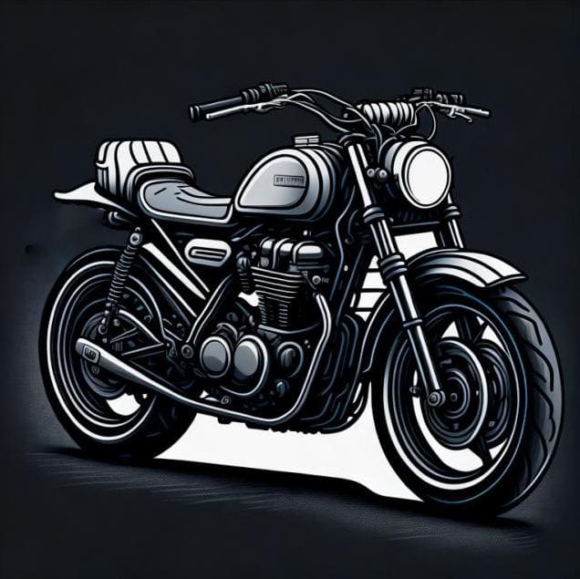 Printable black and white motorcycle coloring page, ready for kids to color.