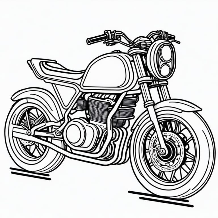 Printable coloring page of a motorcycle photo, ideal for kids.