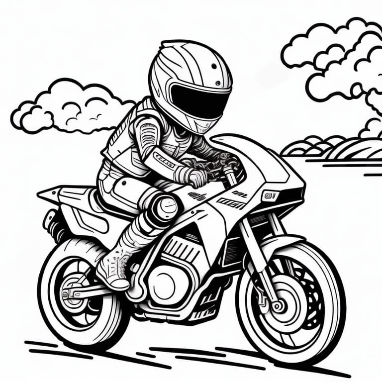 Collection of motorcycles coloring pages, ideal for kids to color and enjoy.