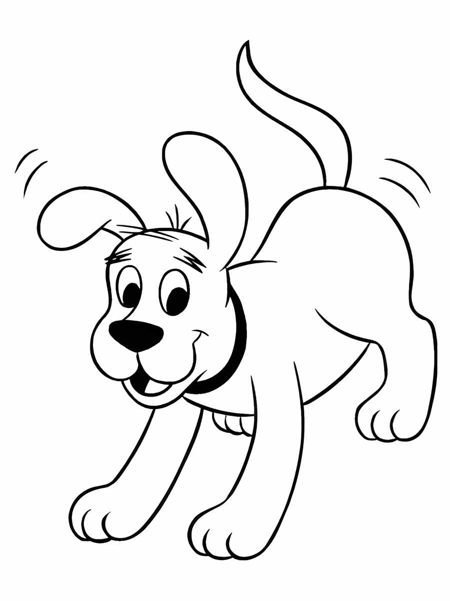 A playful cartoon dog with outstretched front paws and tongue sticking out