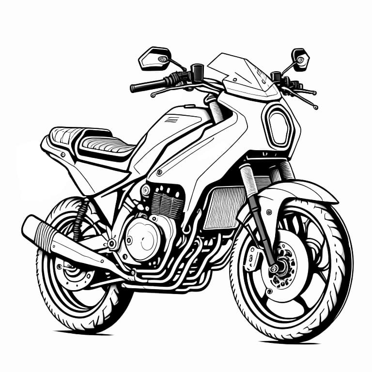 Coloring page of a police motorcycle, perfect for kids who love law enforcement themes.