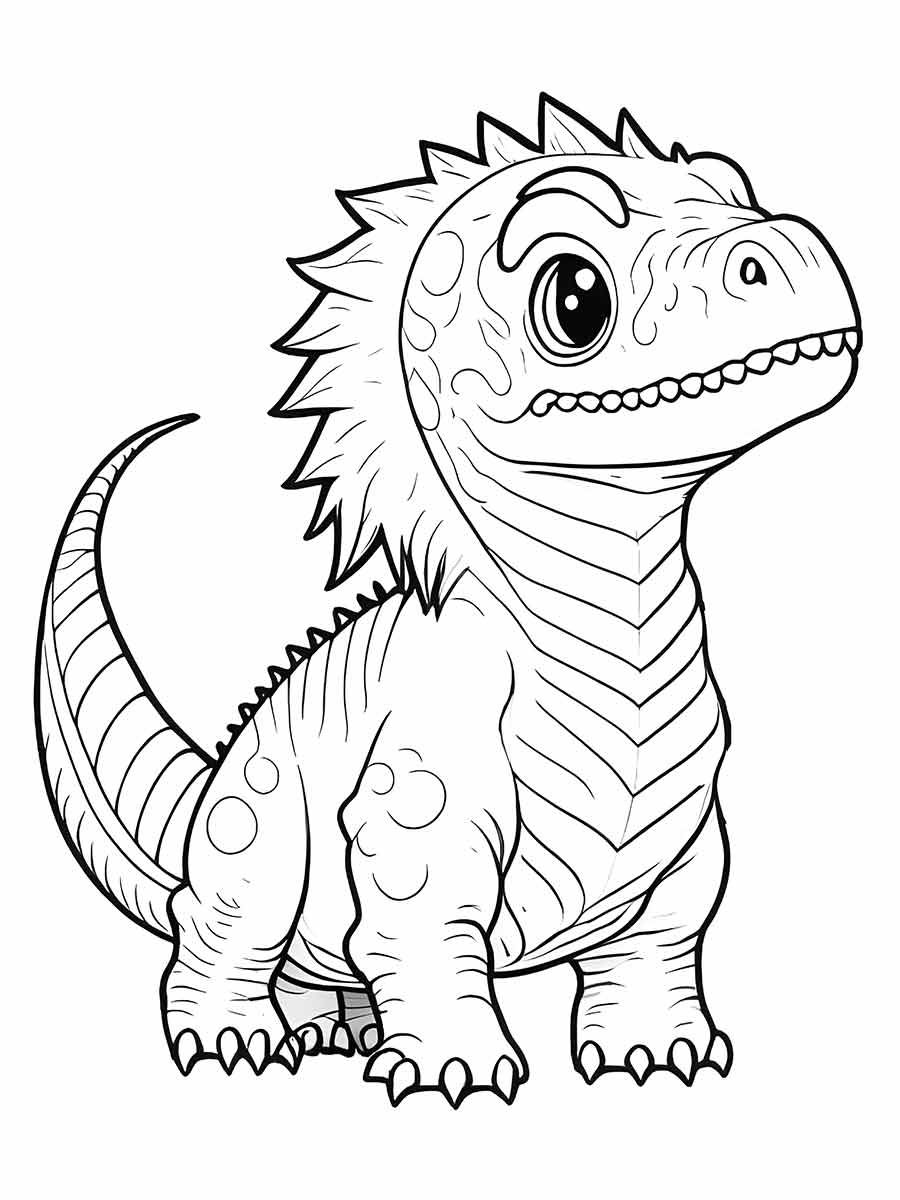 Coloring page of a preschool dinosaur.