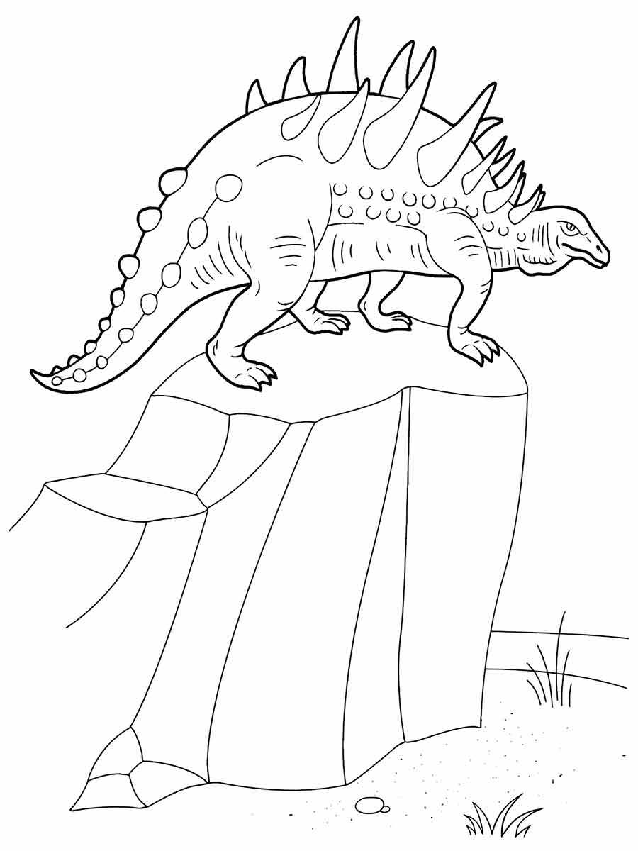 Coloring page of a dinosaur for preschool.