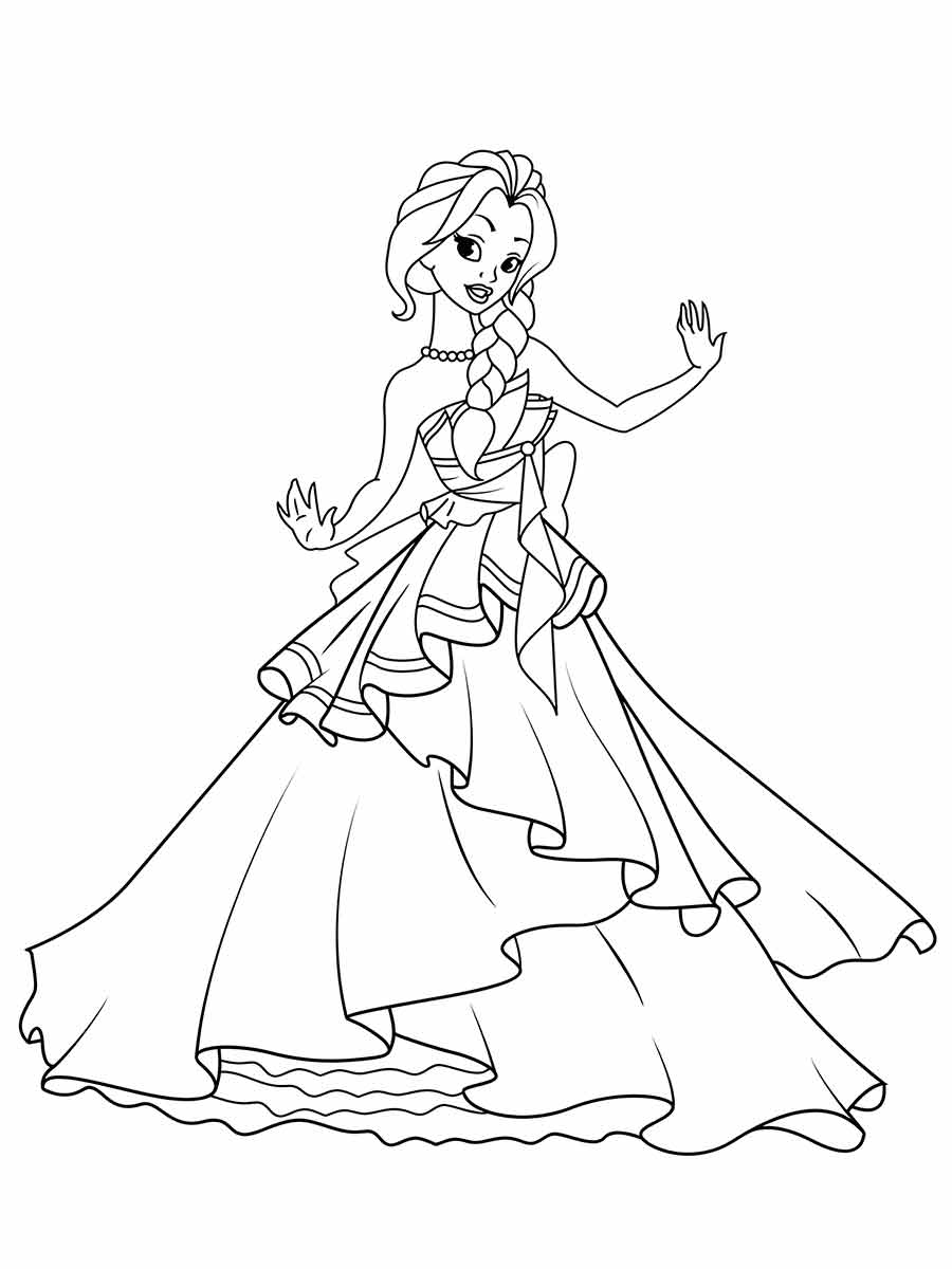 princess dancing coloring page