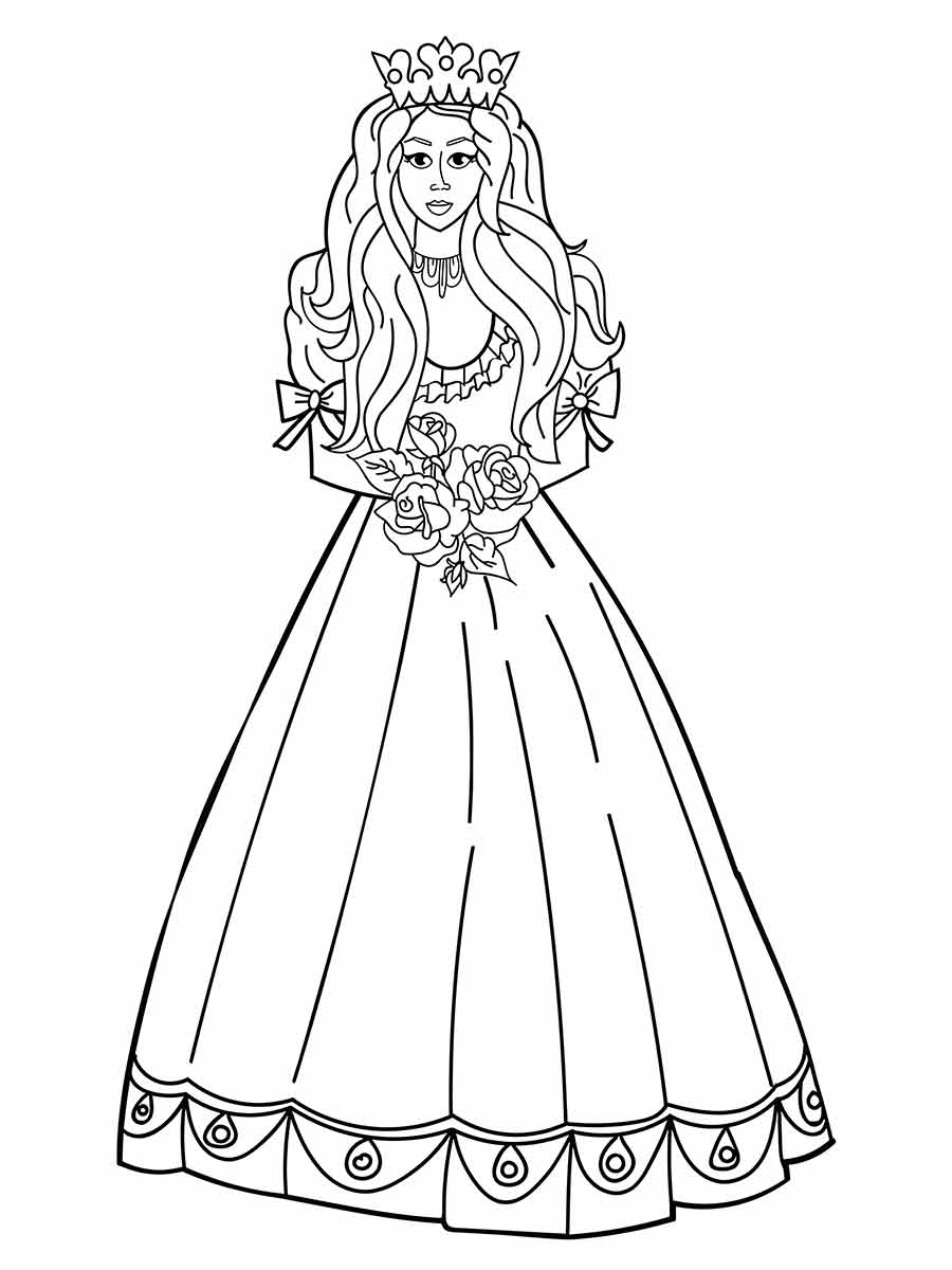 princess with crown coloring page