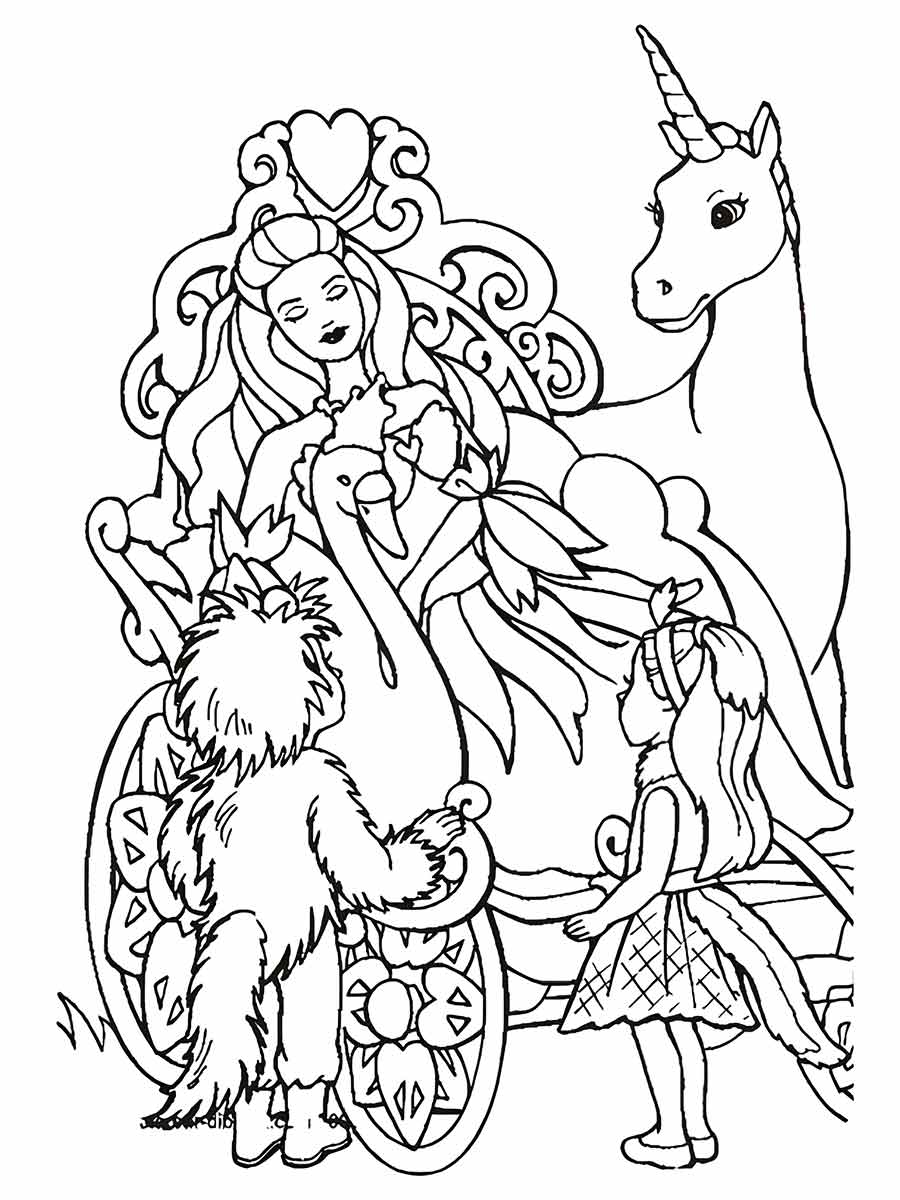 princess with unicorn coloring page