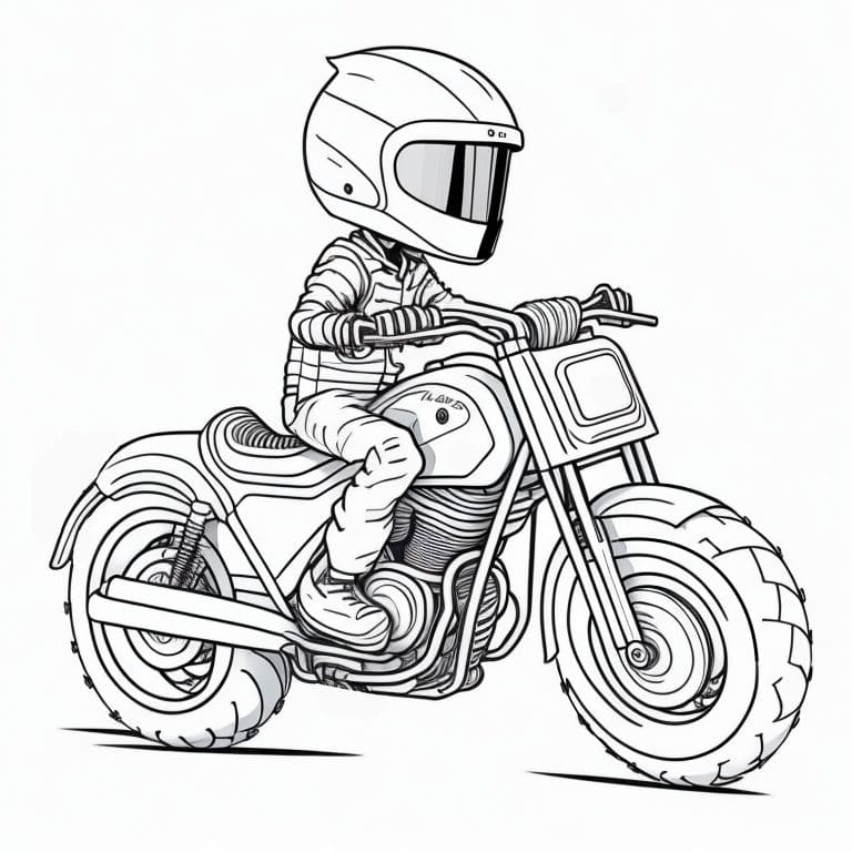 Detailed coloring page of a racing motorcycle, ready for kids to color and enjoy.