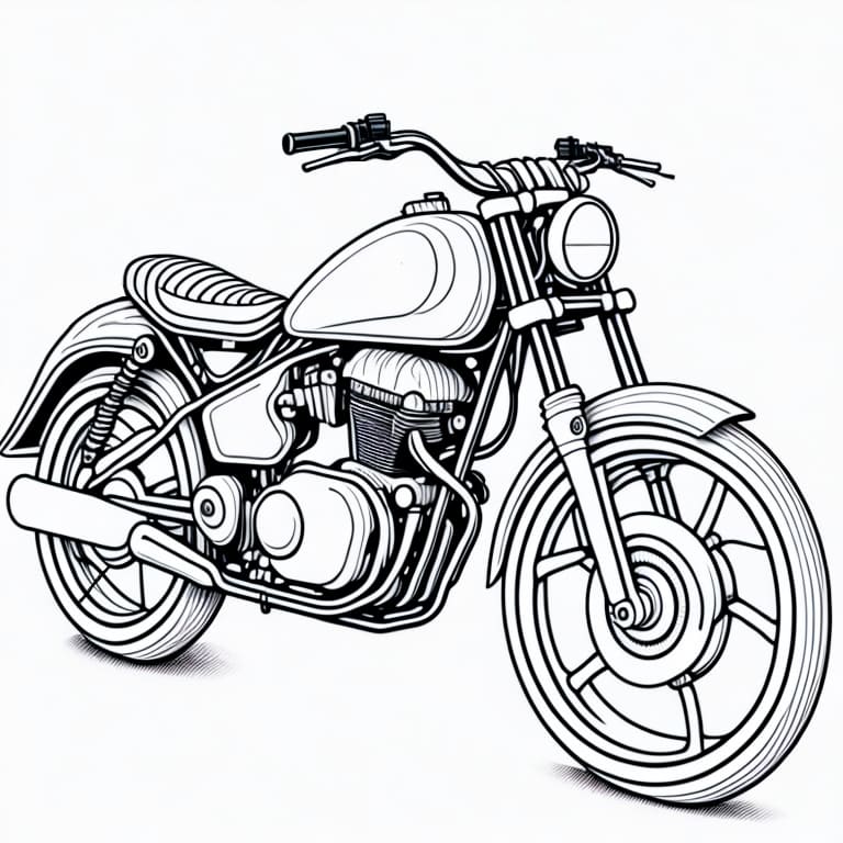 Coloring page of a rally motorcycle, perfect for kids who love adventure.