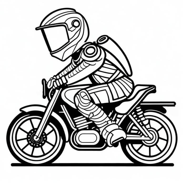 Coloring page of a rally motorcycle, ideal for adventurous kids.