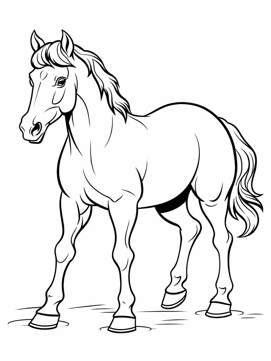 Realistic Horse Drawing Coloring Page 2