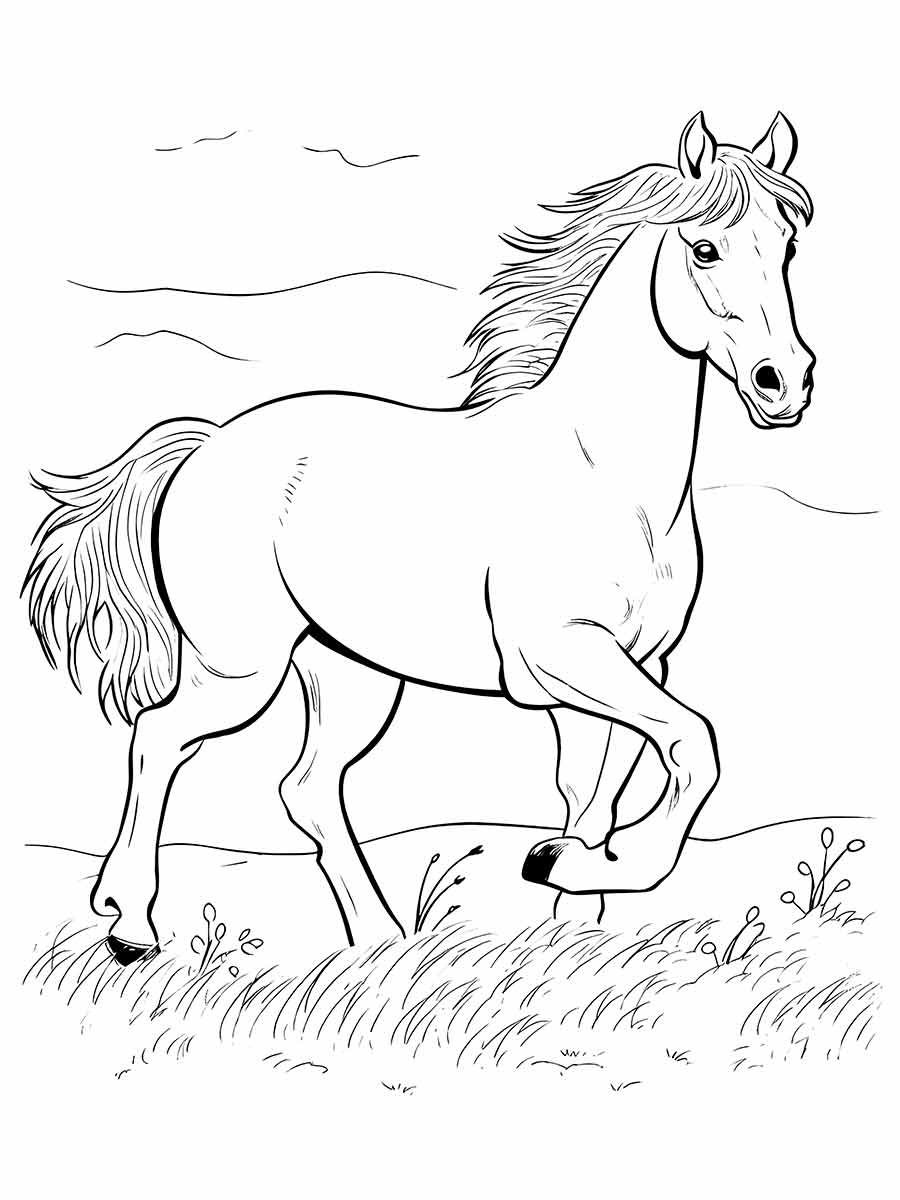 Realistic Horse Drawing Coloring Page 4