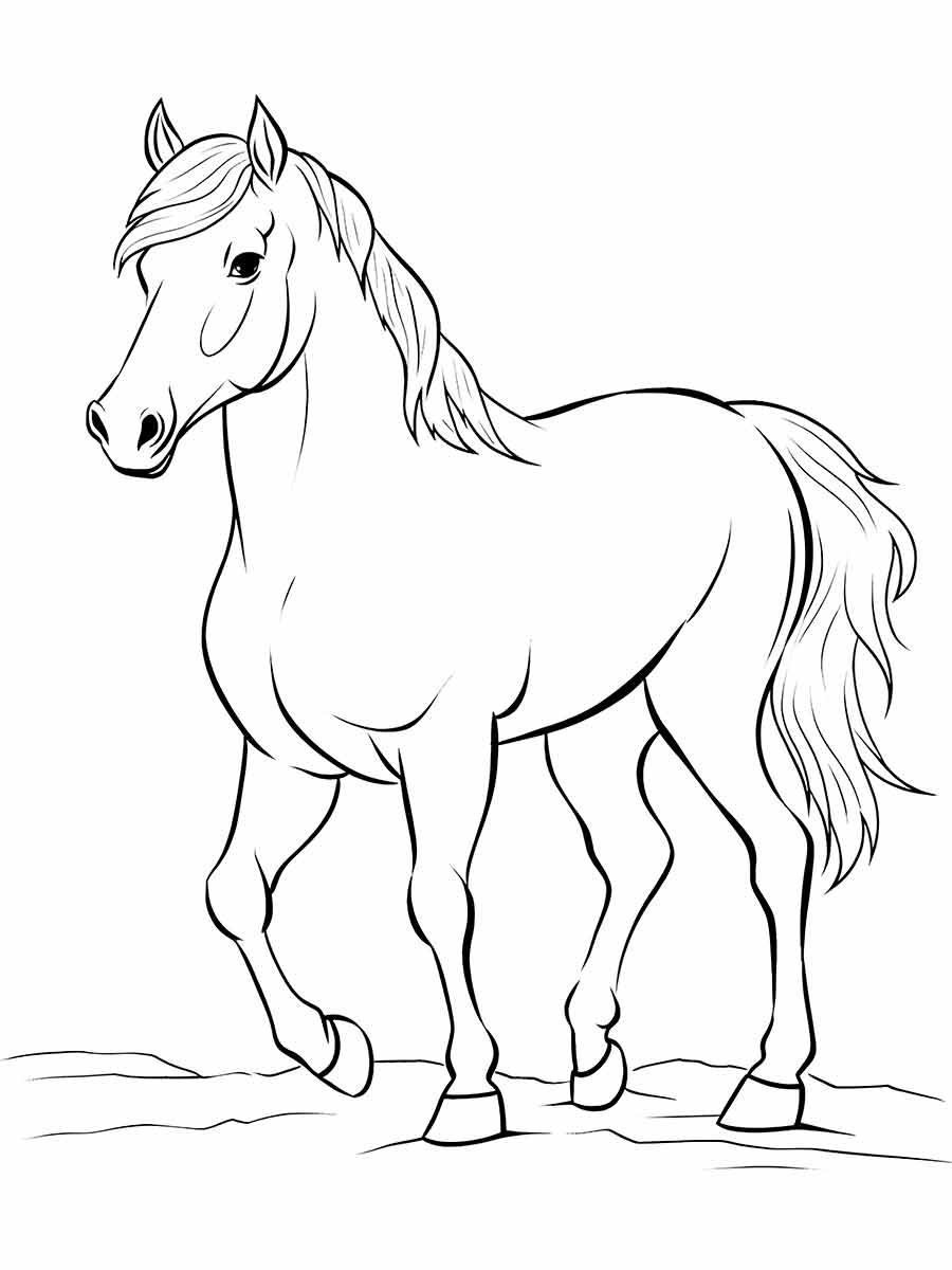 Realistic Horse Drawing Coloring Page 5