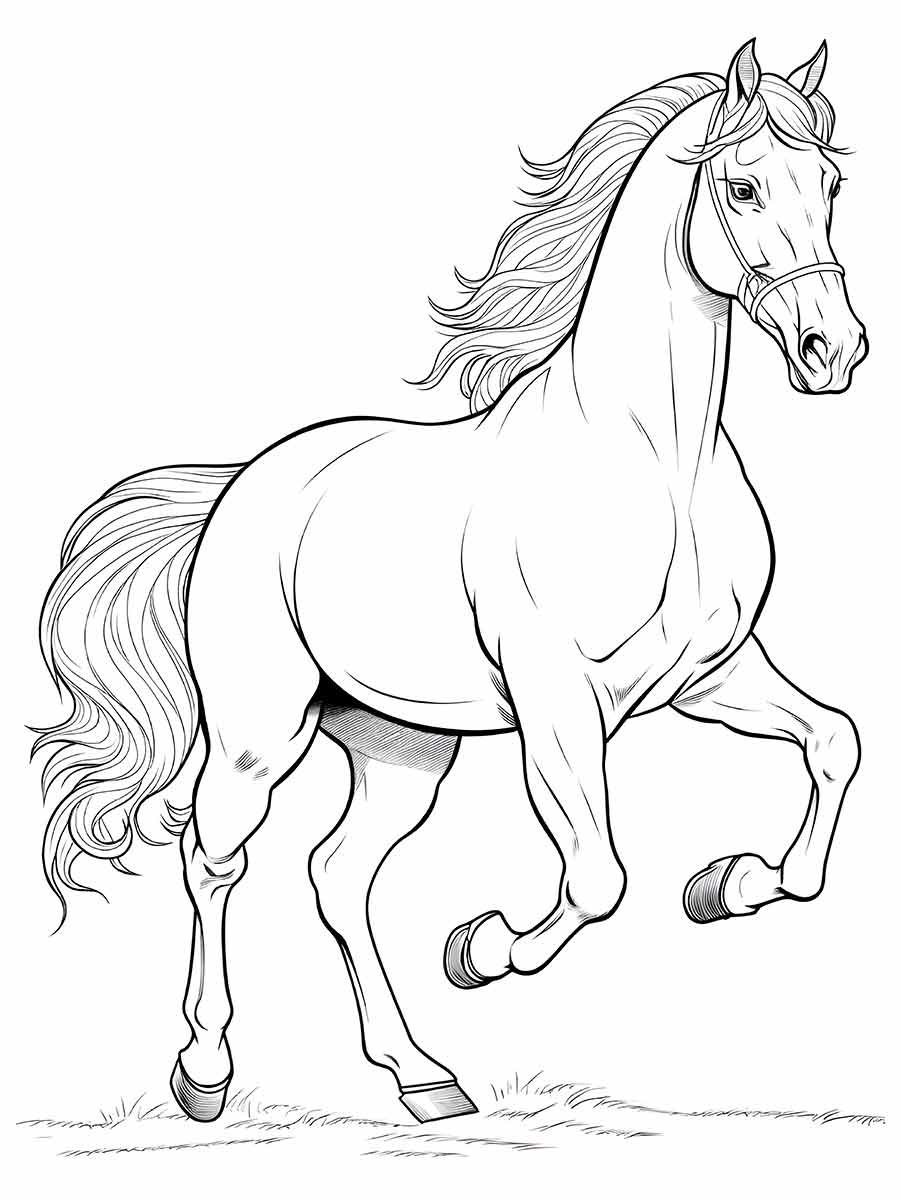 Realistic Horse Drawing Coloring Page 7