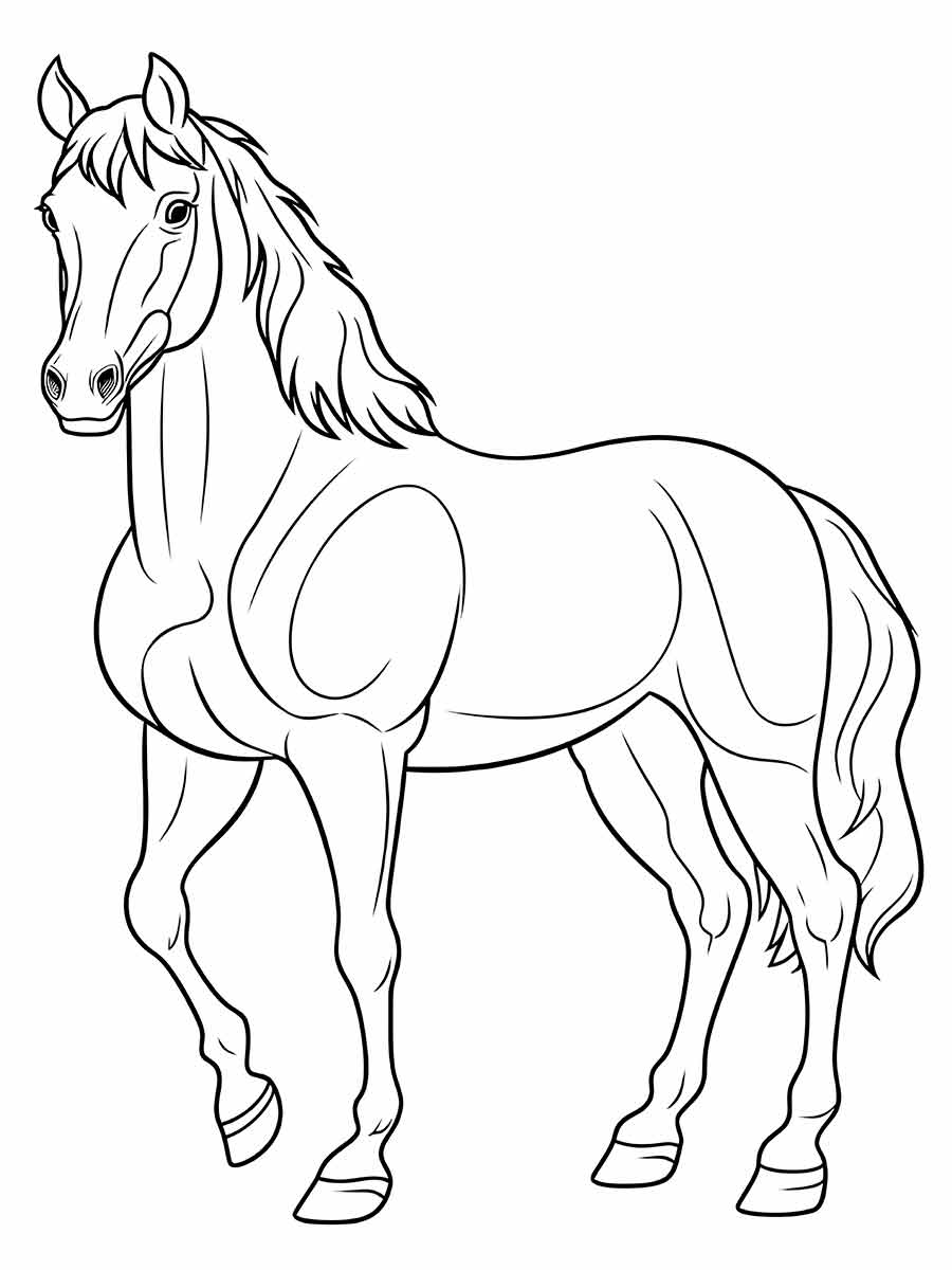 Realistic Horse Drawing Coloring Page