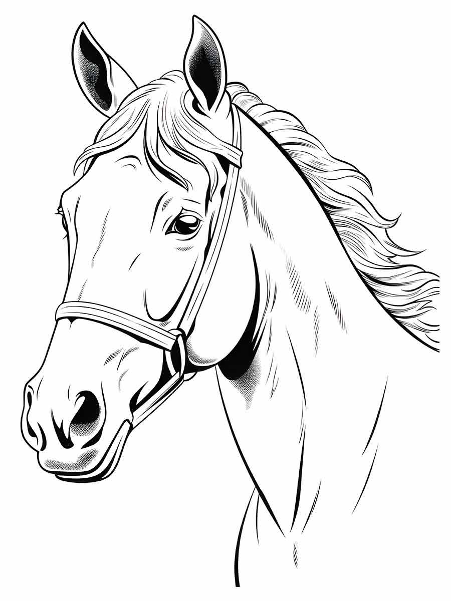 Realistic Horse Head Coloring Page