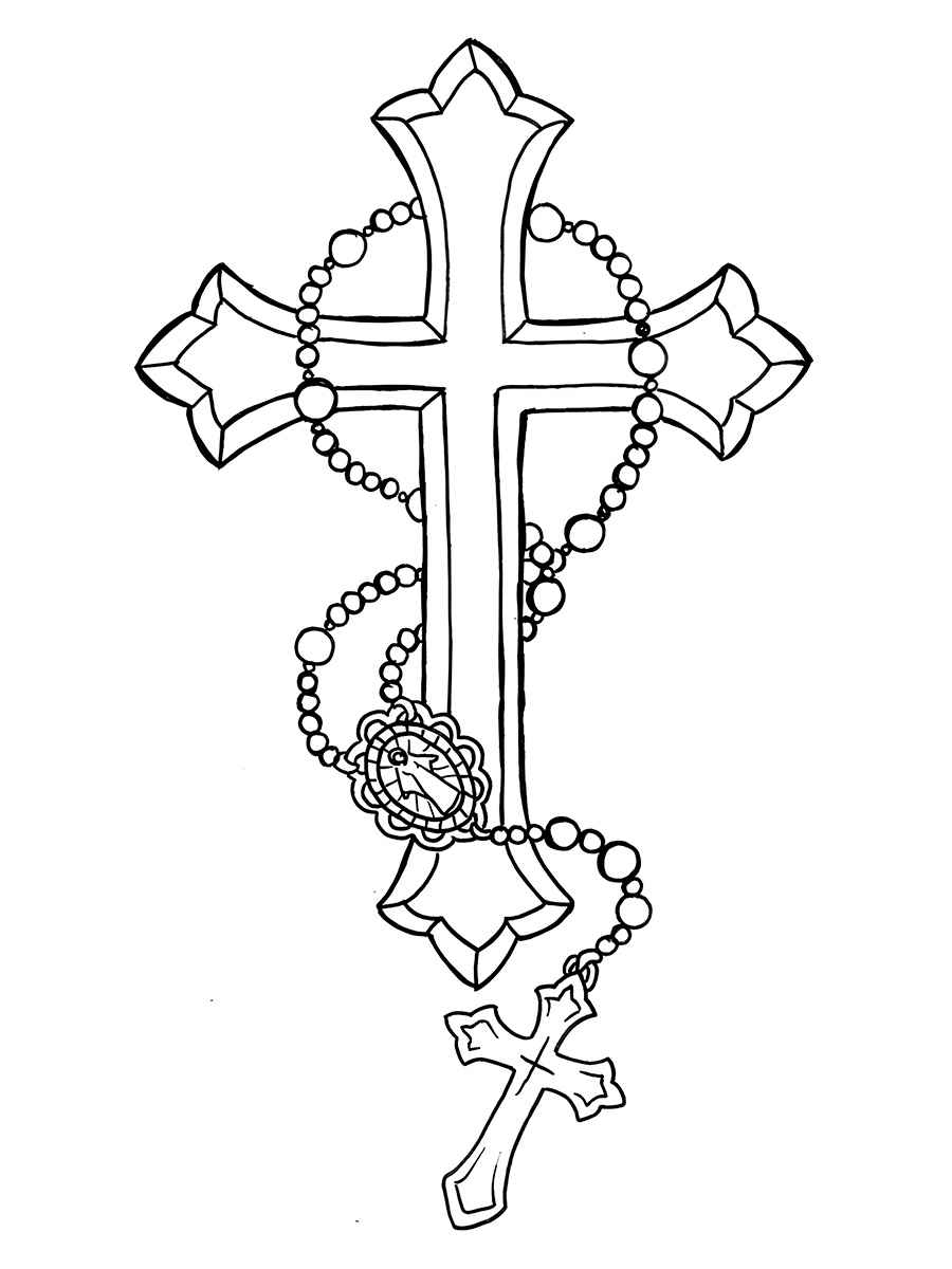 Rosary and Beads Coloring Page