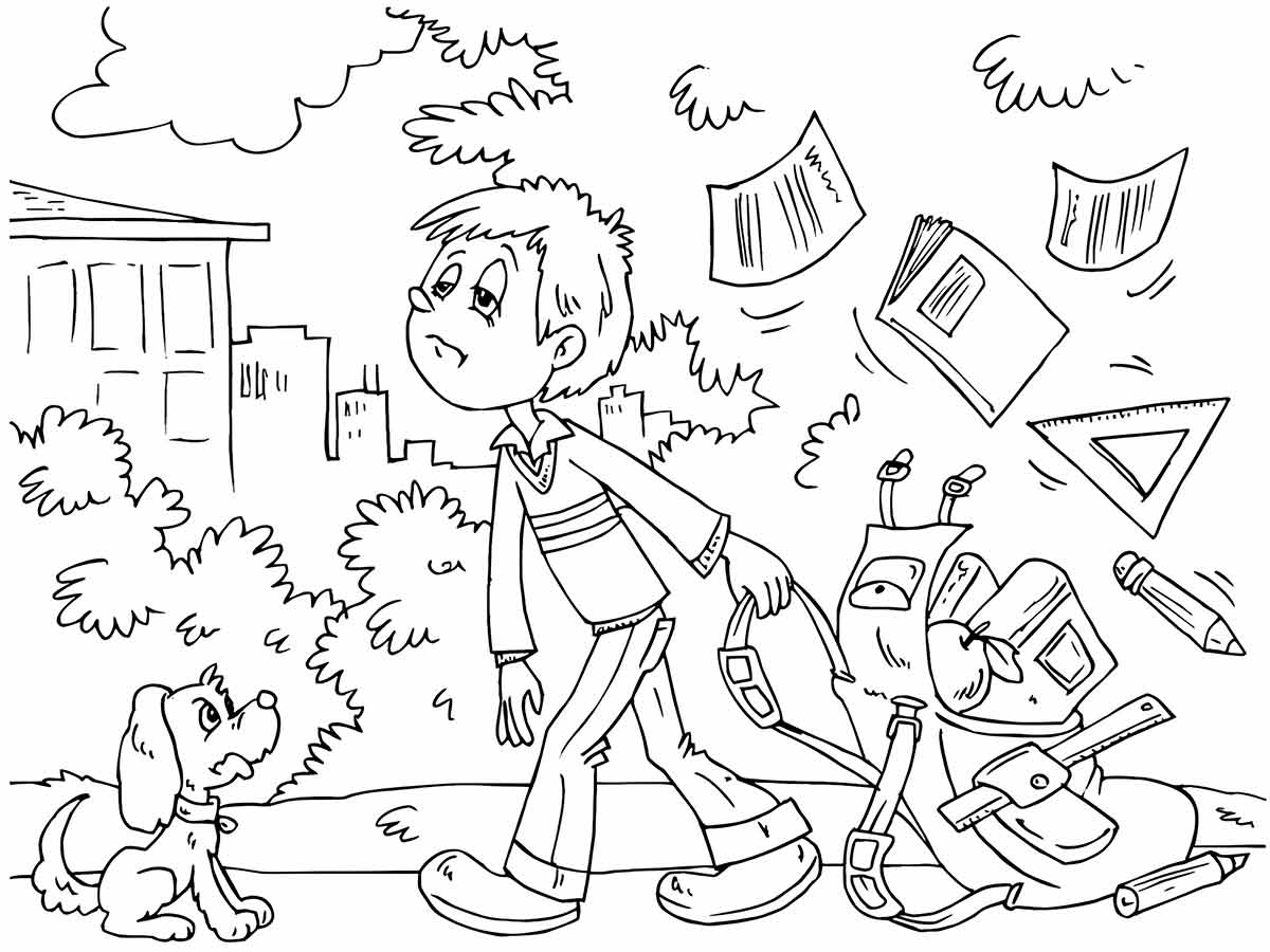 Sad boy coloring page