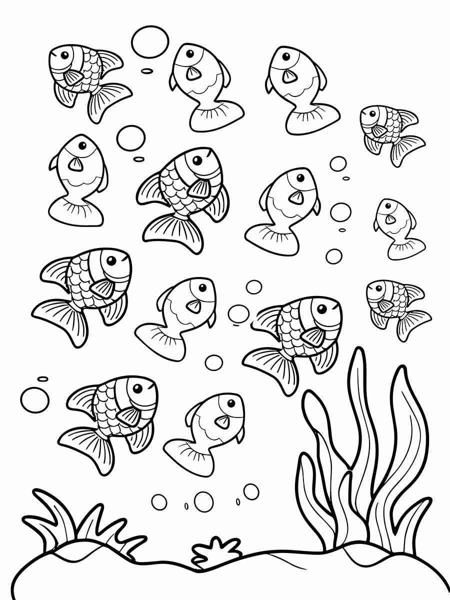 School of fish to color