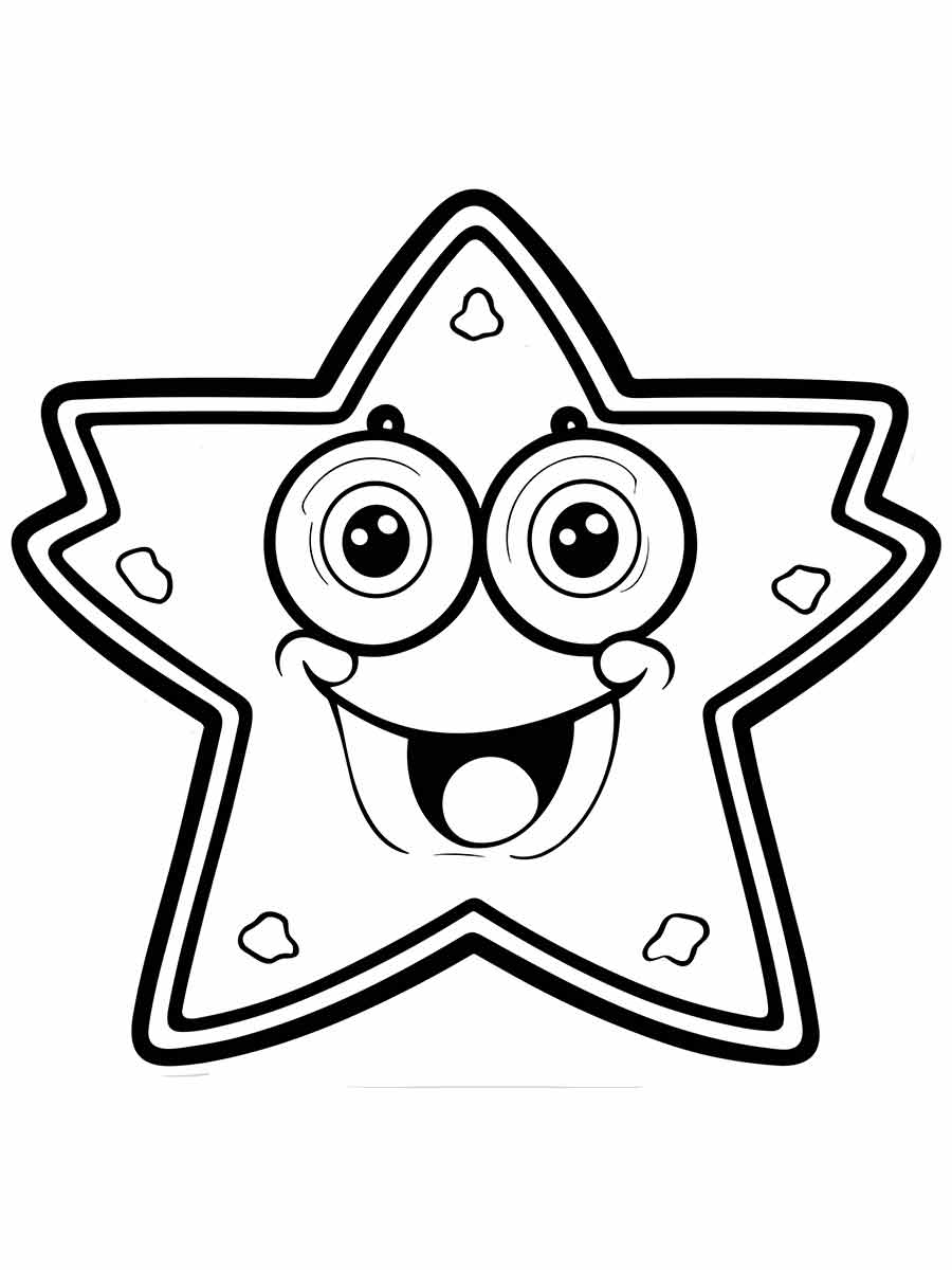 Smiling decorative star coloring page