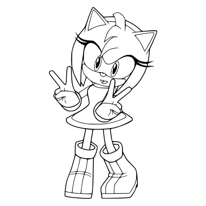 Another fun coloring page of Sonic the Hedgehog with Amy Rose.