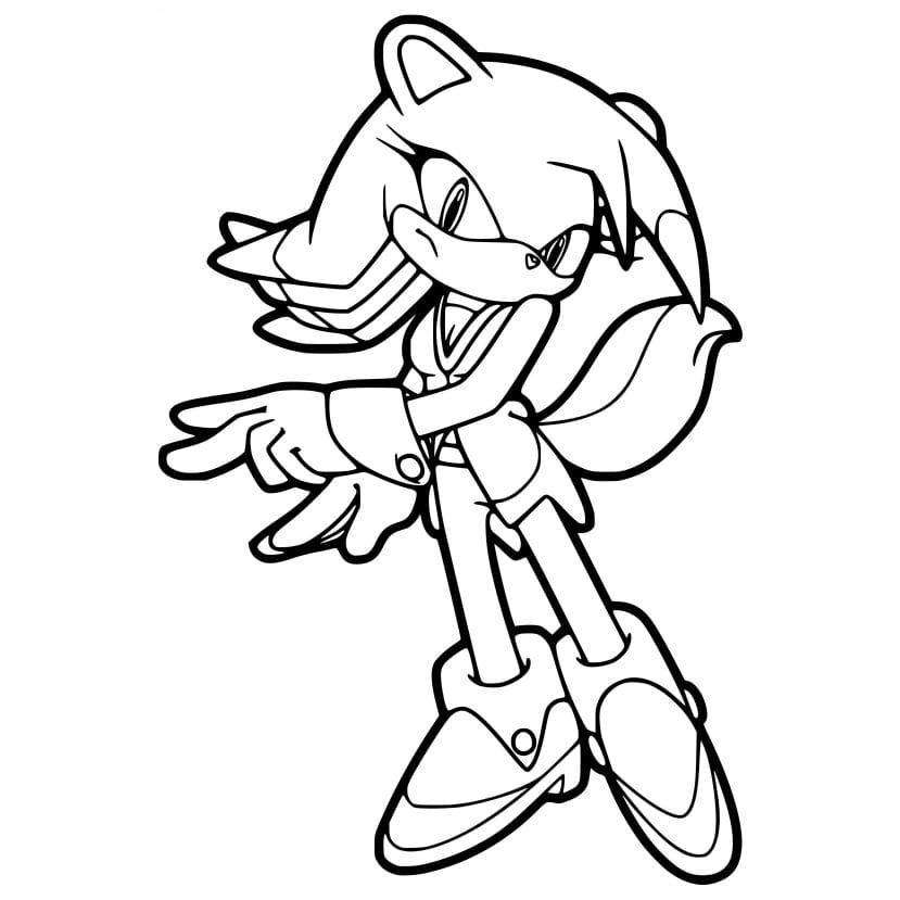 Coloring page of Sonic the Hedgehog with Amy Rose.