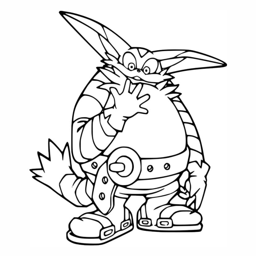 Coloring page of Sonic the Hedgehog with Big the Cat.