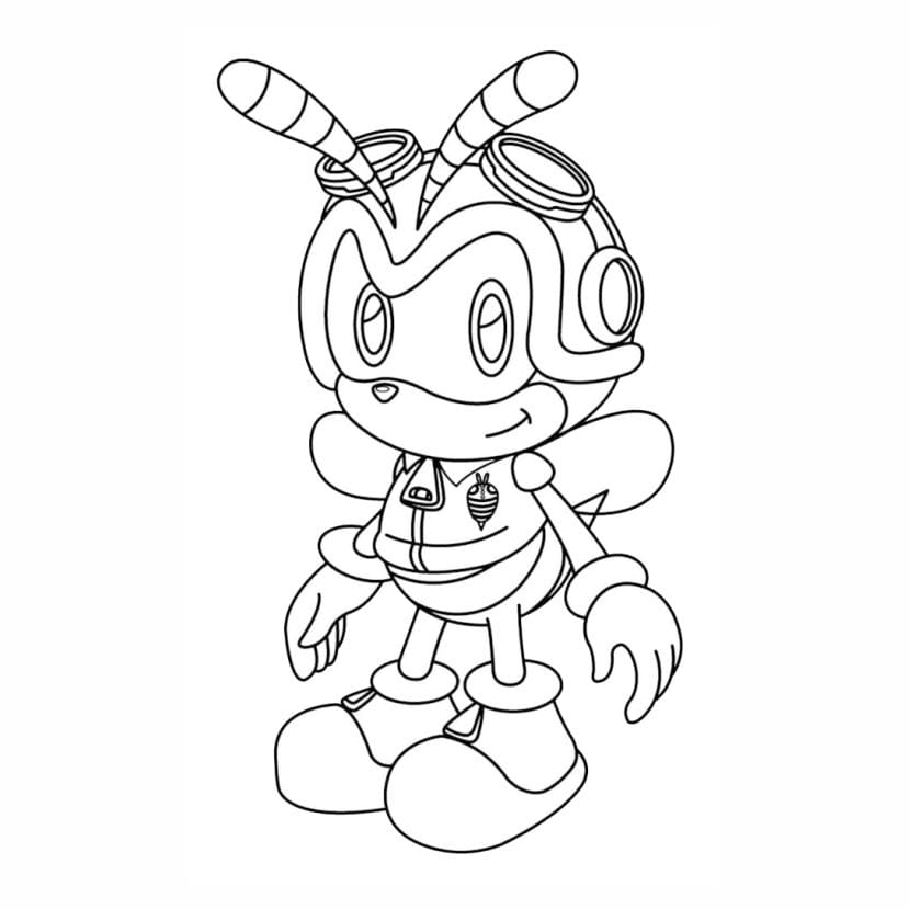 Coloring page of Sonic the Hedgehog with Charmy Bee.