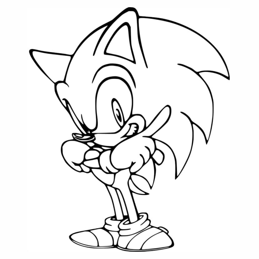 Simple and engaging coloring page of Sonic the Hedgehog.