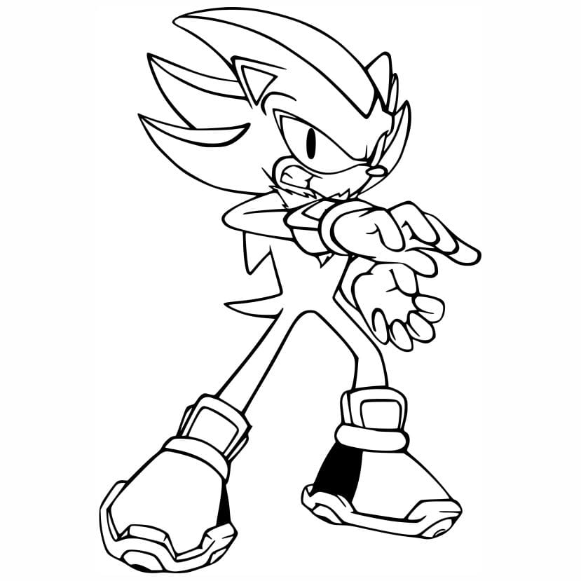 Fun and simple coloring page of Sonic the Hedgehog.