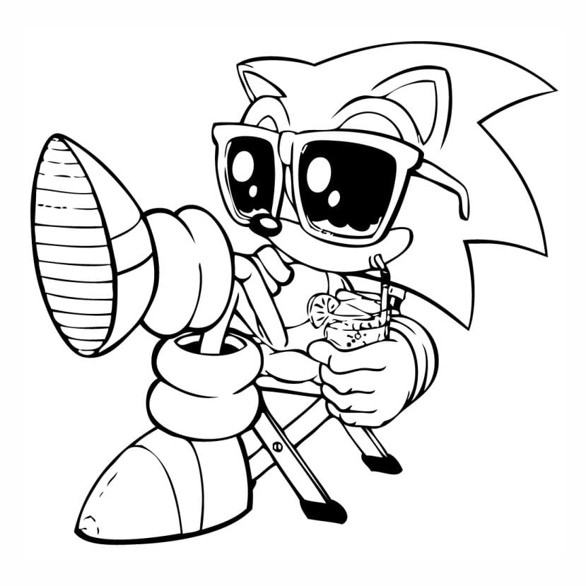 Sonic the Hedgehog in a playful pose, ready to be colored.