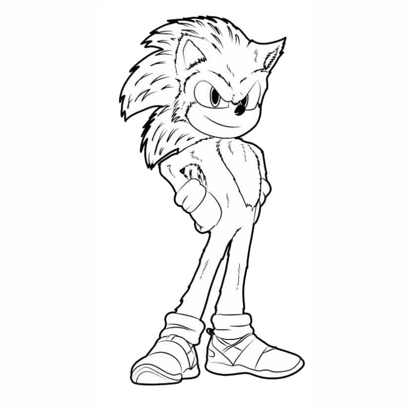 Basic coloring page of Sonic the Hedgehog for all ages.