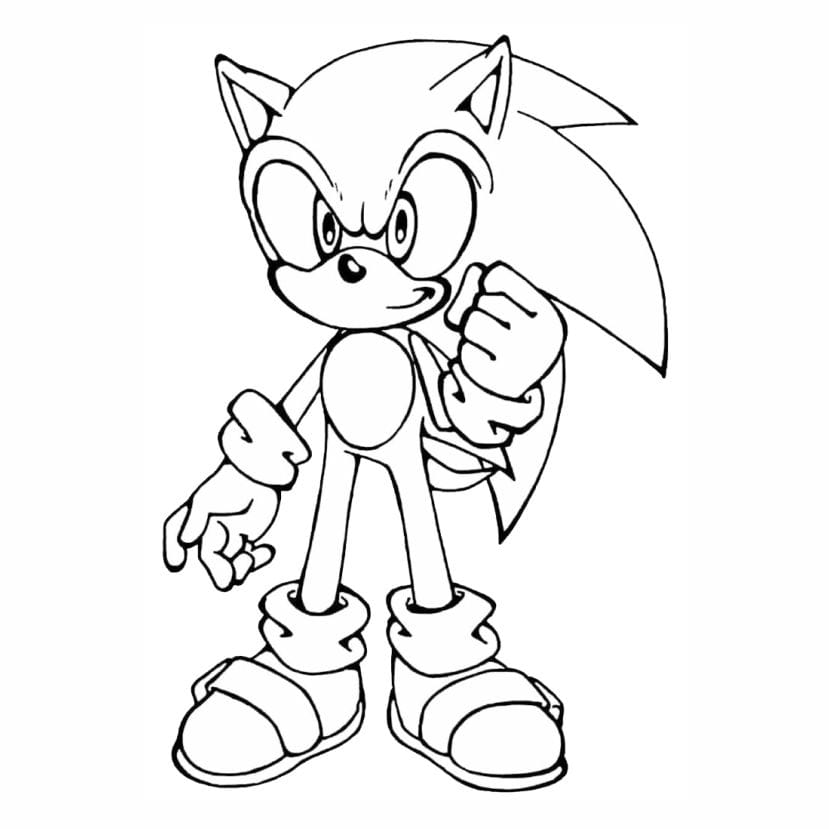 Fun coloring page of Sonic the Hedgehog for all ages.