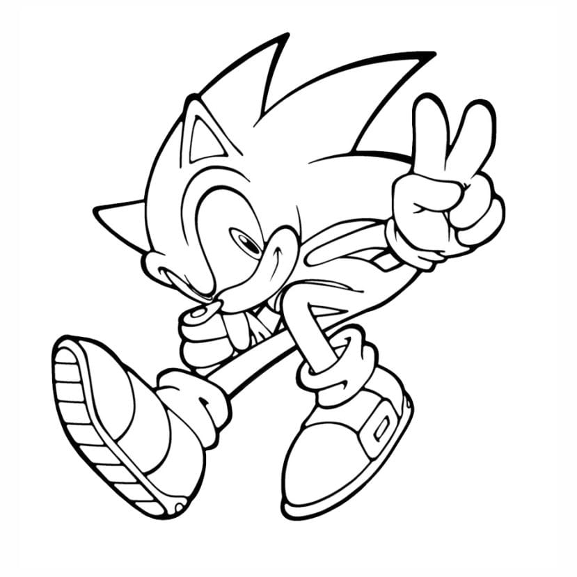 Another dynamic coloring page of Sonic the Hedgehog.