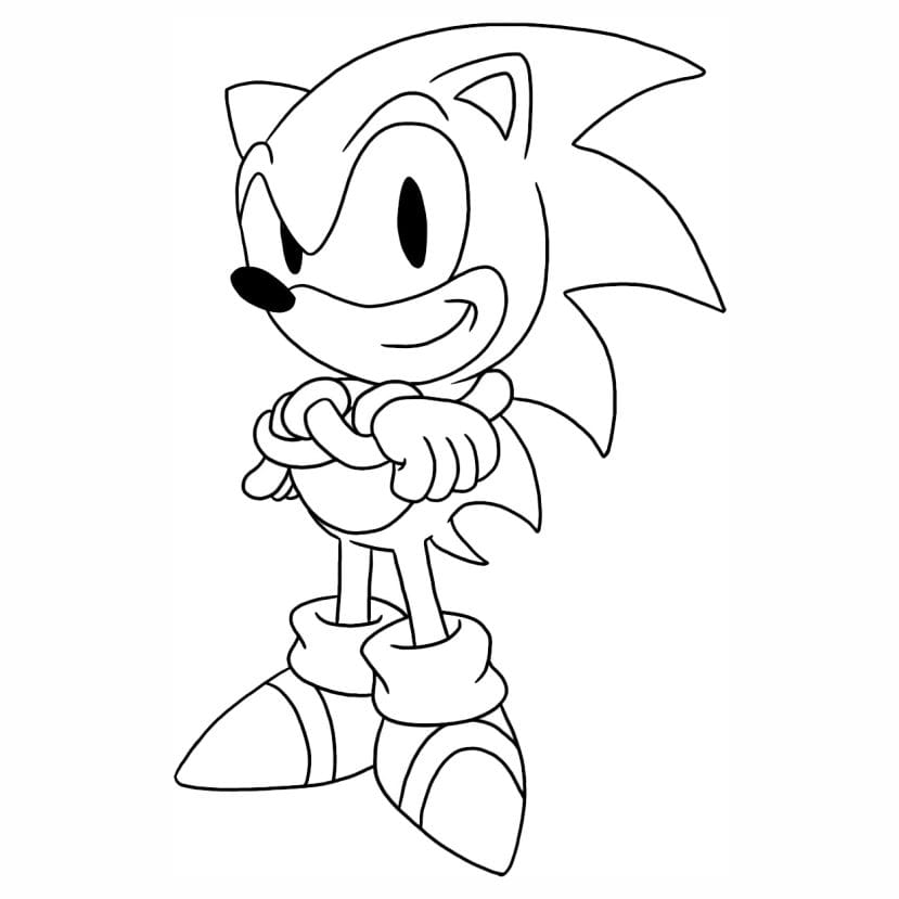 Coloring page of Sonic the Hedgehog designed for kids.