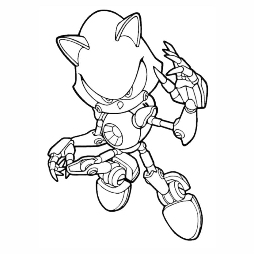 Coloring page of Sonic the Hedgehog with Metal Sonic.