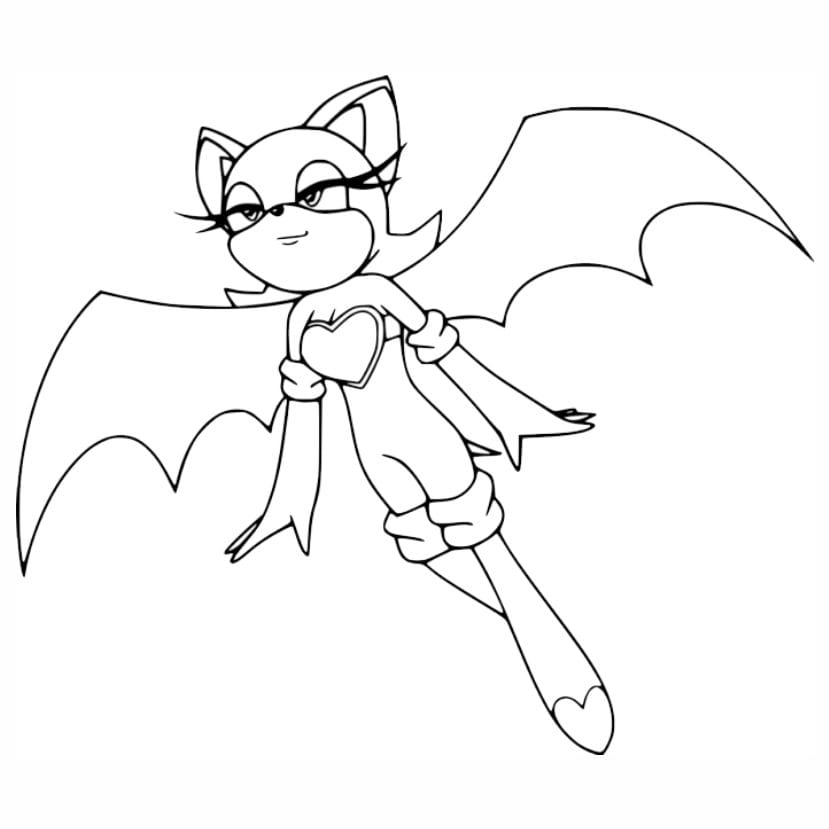 Coloring page of Sonic the Hedgehog with Rouge the Bat.