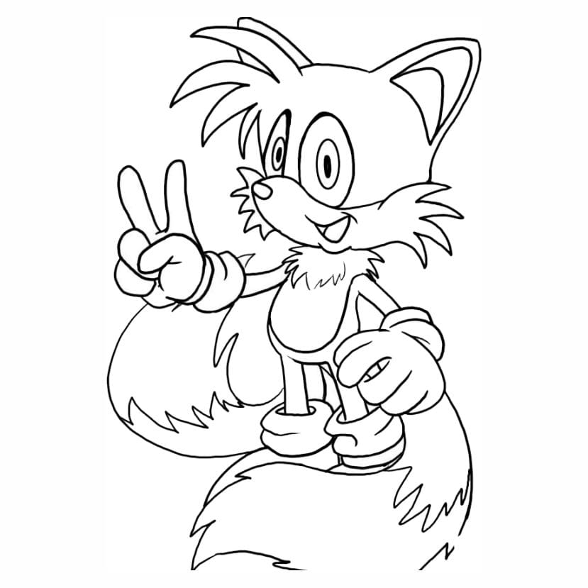 Fun coloring page of Sonic the Hedgehog with Miles 'Tails' Prower.