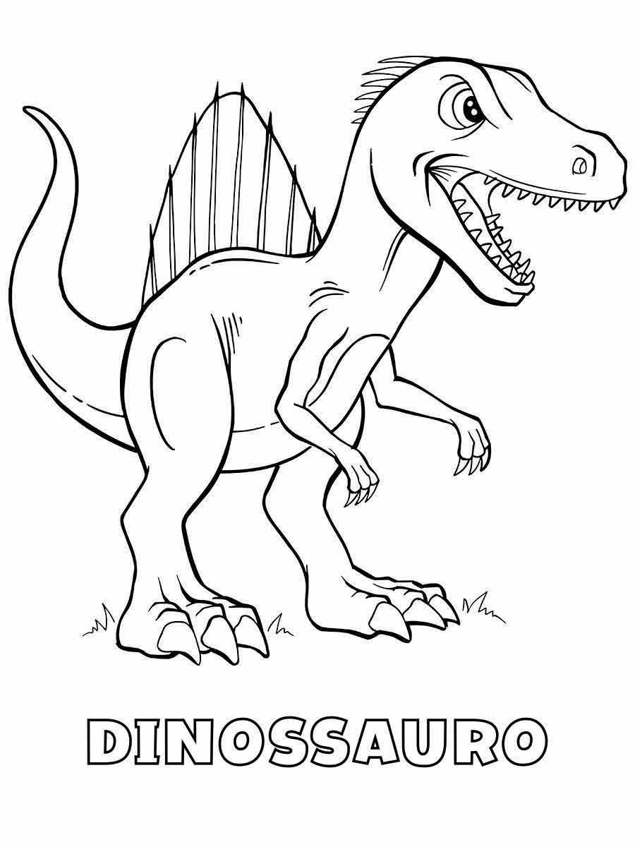 Coloring page of a spinosaurus or ouranosaurus, carnivorous dinosaurs from Africa and Asia, using their sails for temperature control or display.