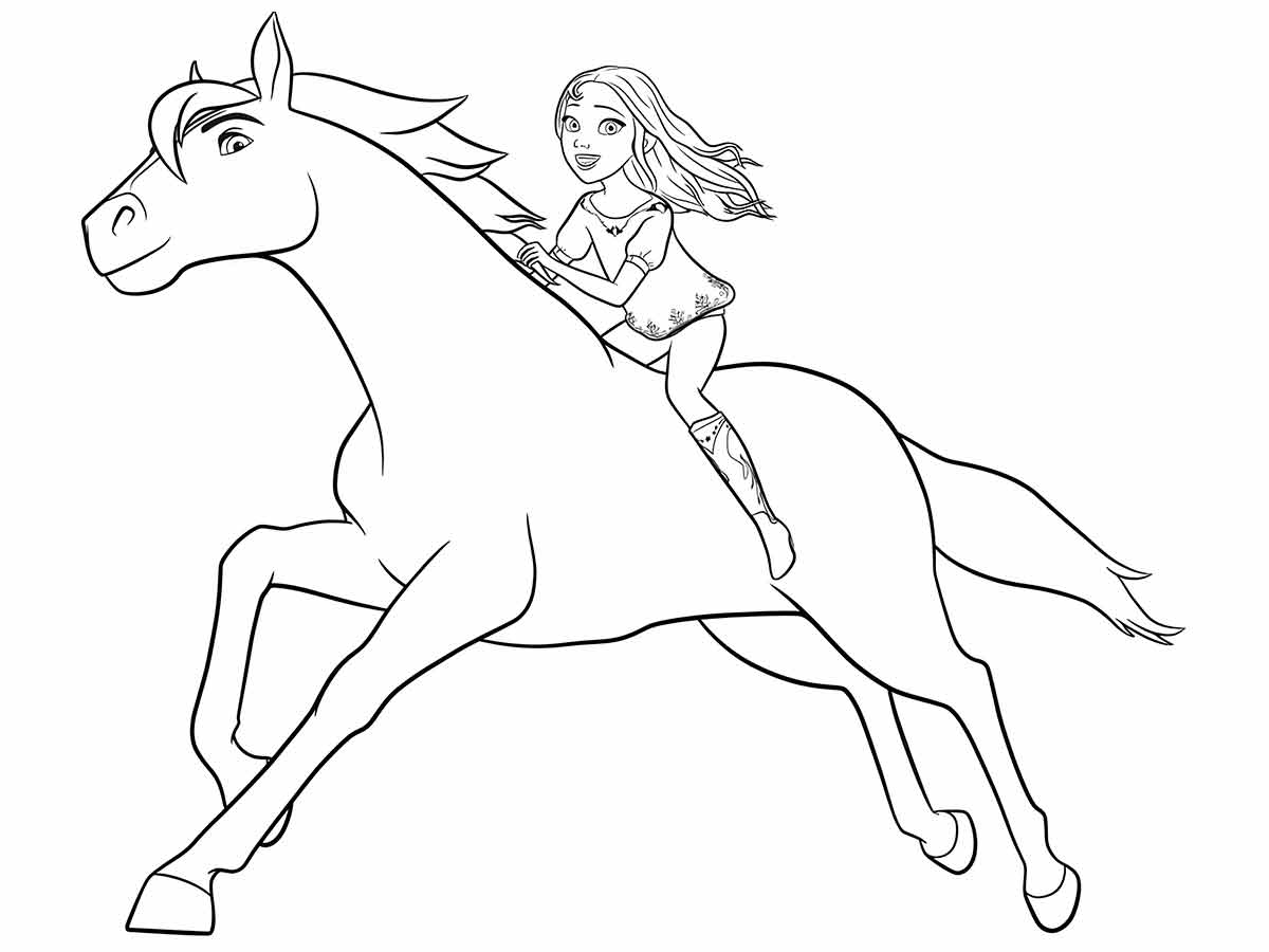 Spirit Horse and Lucky Coloring Page