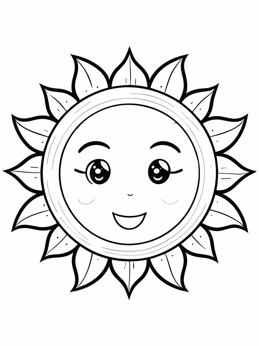 Star and sun coloring page