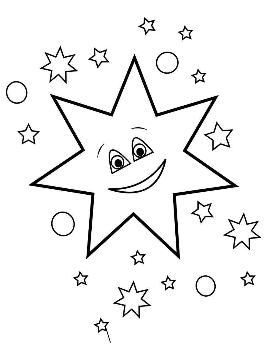 Star coloring pages for preschool education