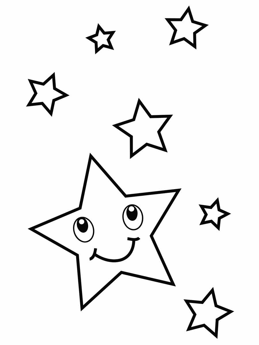 Star drawings for painting and coloring