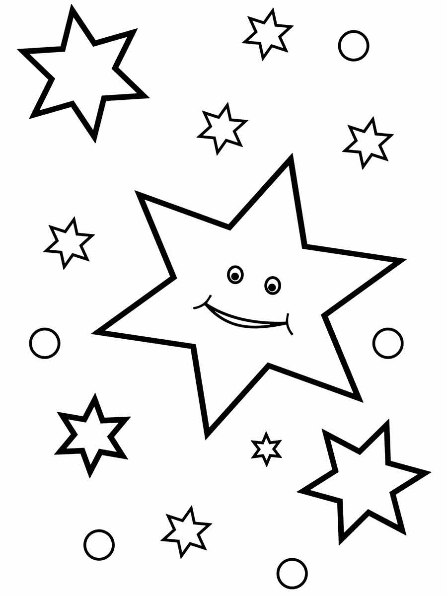 Star drawings for printing and coloring