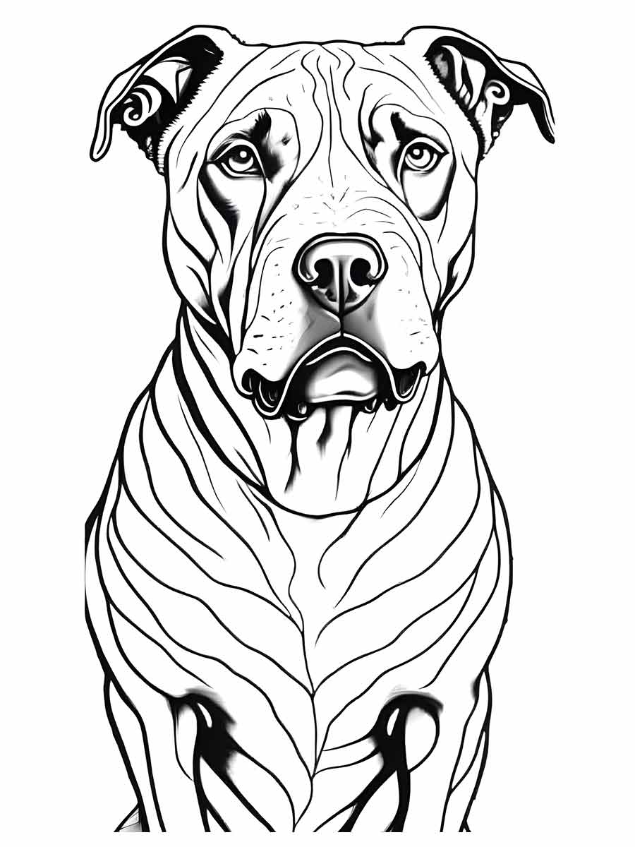 Striped dog coloring page