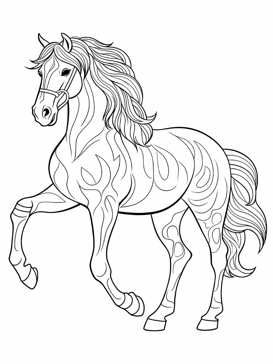 Striped Horse Coloring Page